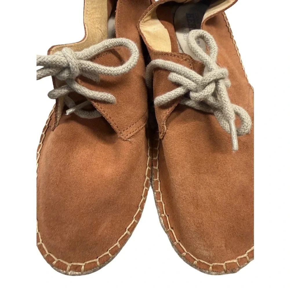 Casa Hernanz Madrid Suede Espadrille Flats Women Size‎ 38 Tan Lace Up